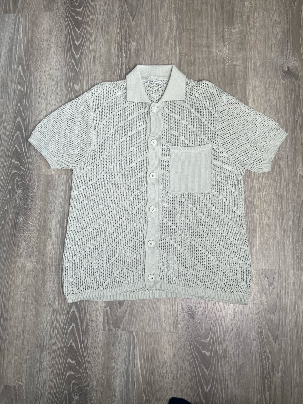 Light Grey Knit Button-Front Short Sleeve Cardigan